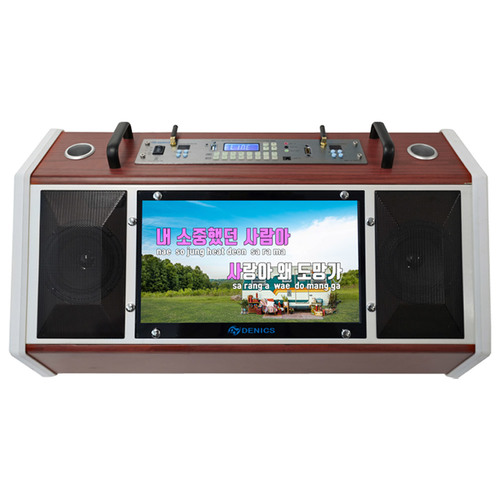 데닉스 DY-560 이동식 휴대용 앰프 노래방 미러캐스트 13.3인치 화면 무선마이크2개