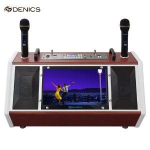 데닉스 DY-560 이동식 휴대용 앰프 노래방 미러캐스트 13.3인치 화면 무선마이크2개
